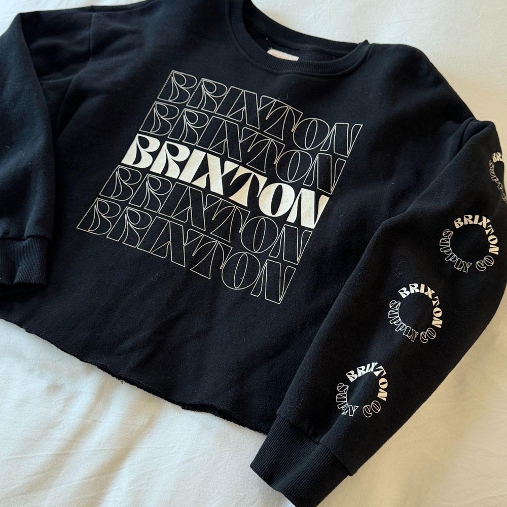 Brixton Womens Black Floral Logo Graphic Crewneck Sweatshirt Size S Pullover